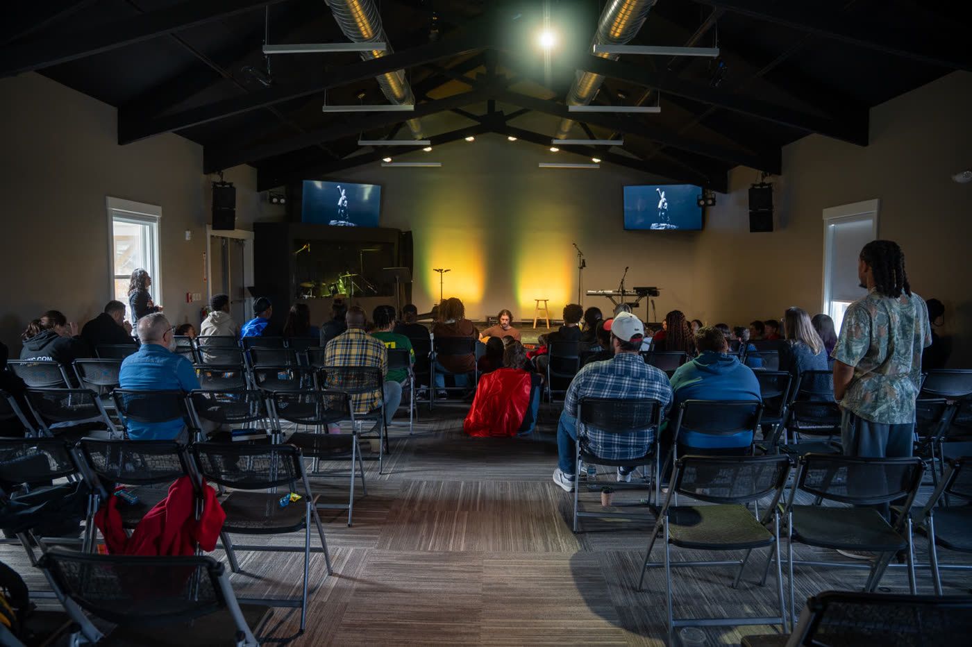 Students gathered in the worship hall